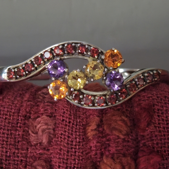 Nicky Butler Designer 925 Sterling Silver Cuff Bracelet Amethyst Garnet Citrine - Picture 3 of 16